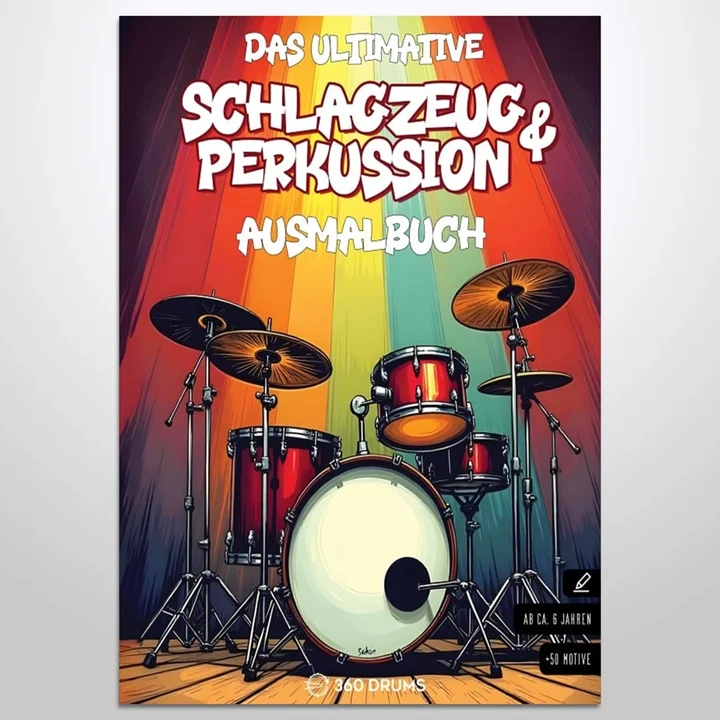 Cover vom Schlagzeug- und Perkussion-Ausmalbuch